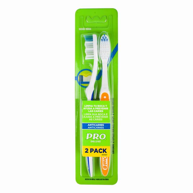 CEPILLO PRO DELUXE ANTICARIES MEDIO X 2 UDS