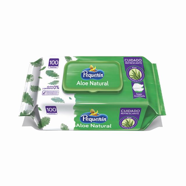 TOALLITAS HÚMEDAS PEQUEÑÍN FLAT PACK ALOE X 100 UDS - REG. INVIMA NSOC89744-18CO