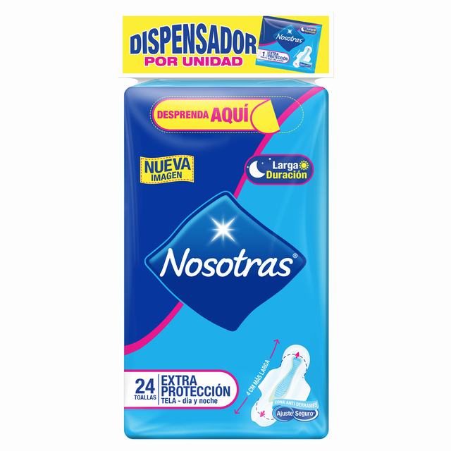 TOALLLAS HIGIÉNICAS NOSOTRAS EXTRAPROTECCIÓN DISPLAY X 24 UDS - REG. INVIMA NSOA10764-22CO