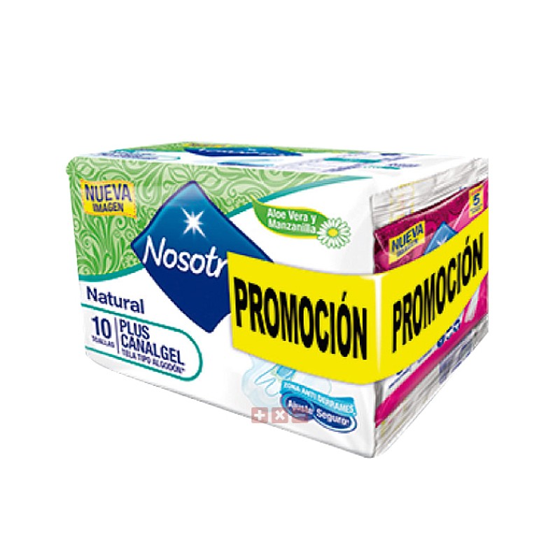 TOALLAS NOSOTRAS NATURAL PLUS CANALGEL X 10 UDS + 2 TOALLAS