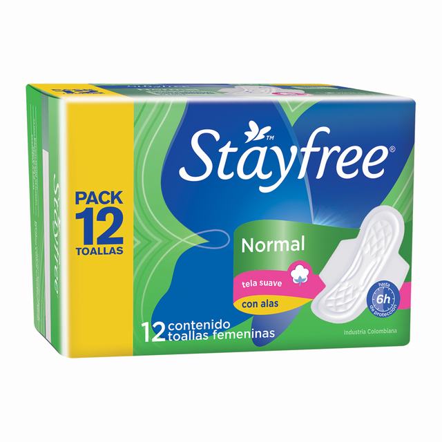 TOALLA STAYFREE ESPECIAL ALAS PACK X 12 UDS - REG. INVIMA NSOA01396-11CO