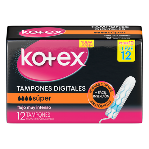 TAMPONES DIG.KOTEX SUP.PAGUE 10 LLEVE 12 - REG. INVIMA NSOC51191.12CO