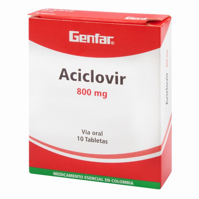 ACICLOVIR 800 MG 10 TABLETAS GF - VENTA CON FORMULA MEDICA - REG. INVIMA 2015M-001477-R2