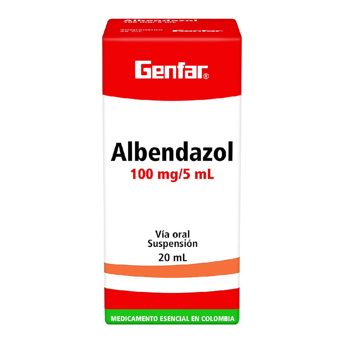ALBENDAZOL SUSPENSION 20 ML GF - VENTA CON FORMULA MEDICA - REG. INVIMA 2009M-010770-R2