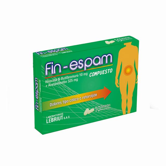 FIN-ESPAM COMPUESTO 10 MG 10 TABLETAS - HIOSCINA BUTIL BROMURO + ACETAMINOFEN