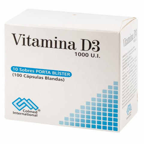 VITAMINA D3 1000 UI 100 CÁPSULAS X 10 SOBRES - VENTA CON FORMULA MEDICA - REG. INVIMA 2017M-0017628