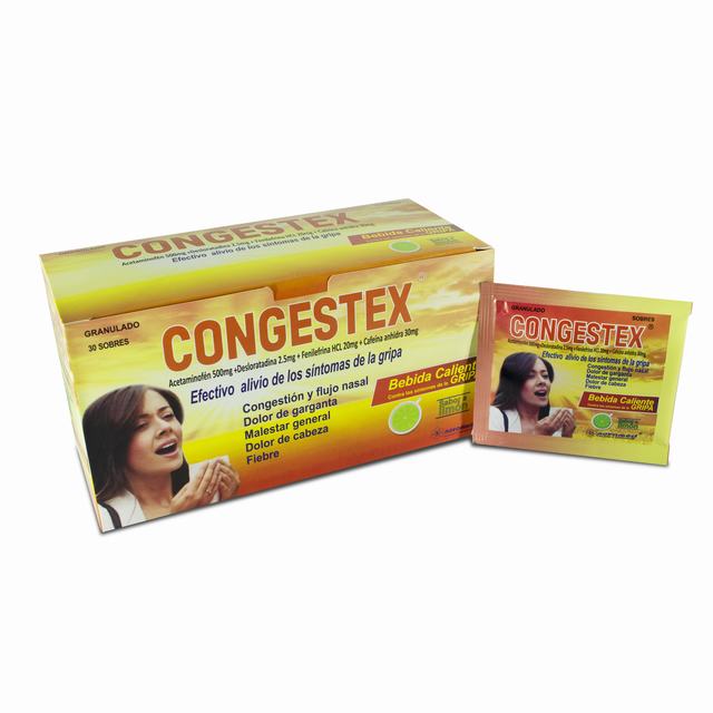 CONGESTEX GRIPA GRANULADO 30 SBS - ACETAMINOFEN + FENILEFRINA + DESLORATADINA + CAFEINA