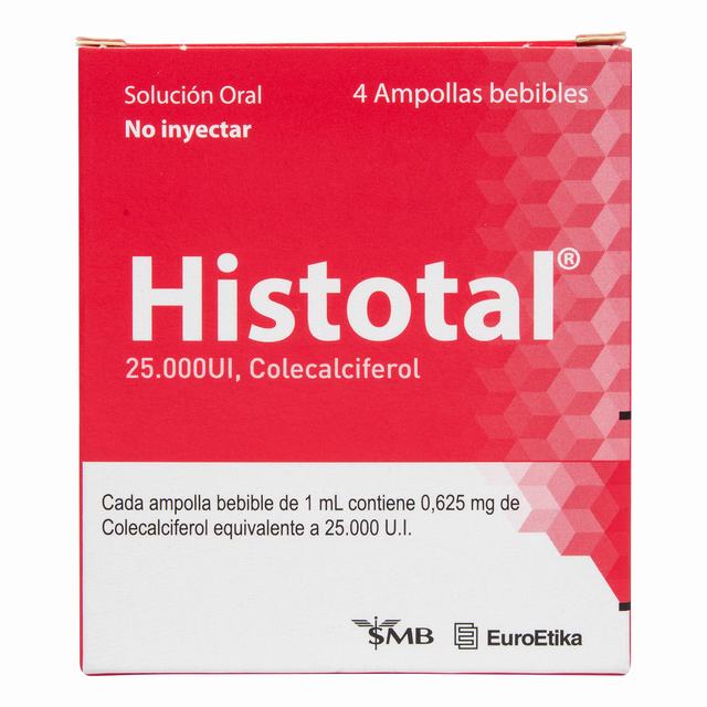HISTOTAL 25.000 UI X 4 AMPOLLAS BEBIBLES - VENTA CON FORMULA MEDICA - REG. INVIMA 2017M-0017880