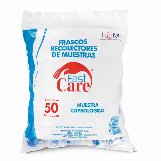 FRASCO RECOLECTOR MUESTRAS COPROLÓGICAS X 50 UDS