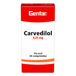 CARVEDILOL 6.25 MG 30 TABLETAS GF(M)7410 - VENTA CON FORMULA MEDICA - REG. INVIMA 2019M-0010098-R1