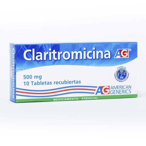 CLARITROMICINA 500 MG 10 TABLETAS AG - VENTA CON FORMULA MEDICA - REG. INVIMA 2007M-006314-R1