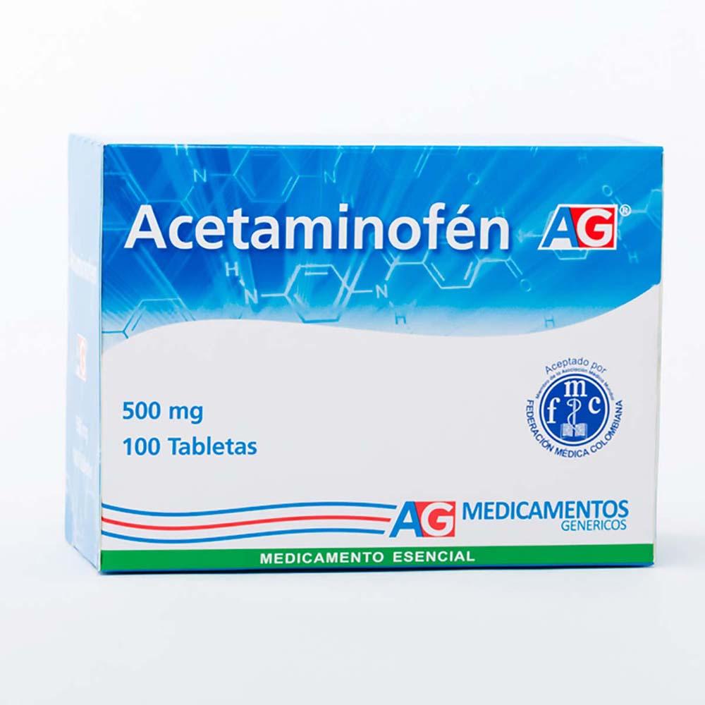 ACETAMINOFEN 500 MG 100 TABLETAS AG - VENTA CON FORMULA MEDICA - REG. INVIMA 2018M-0002317-R2