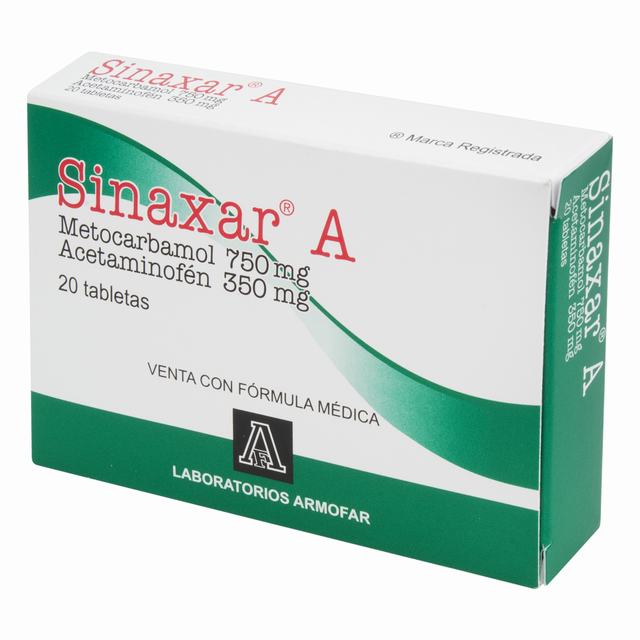 SINAXAR A 20 TABLETAS - ACETAMINOFEN + METOCARBAMOL