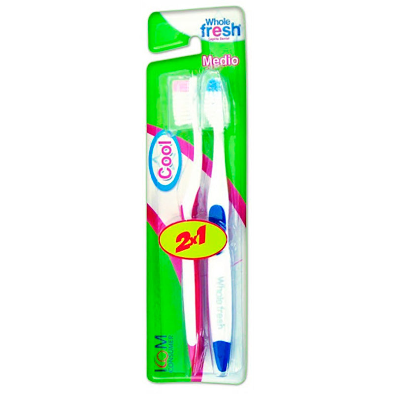 WHOLE FRESH COOL MEDIUM TOOTHBRUSH 2X1