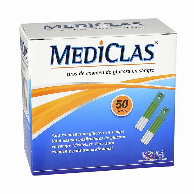 TIRAS REACTIVAS GLUCÓMETRO MEDICLAS X 50 UNIDADES
