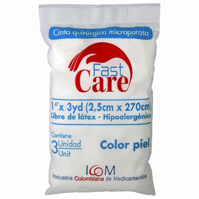 CINTA MICROPOROSA COLOR PIEL FAST CARE 1X3 X 3 UNIDADES
