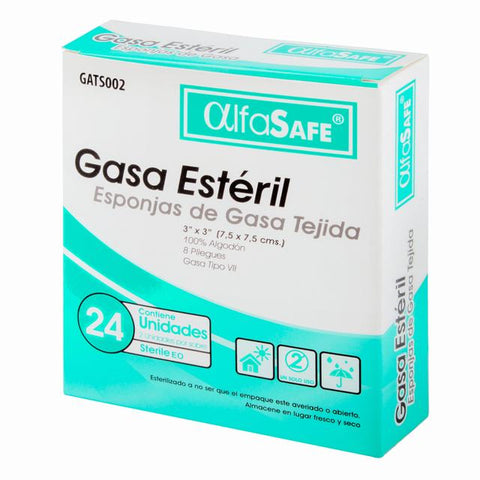 GASA ALFA SAFE ESTERIL 3X3X2 YD 24 UND