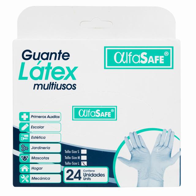 GUANTE EXAMEN ALFA LATEX 24 UDS L - REG. INVIMA 2023DM-0002025-R2
