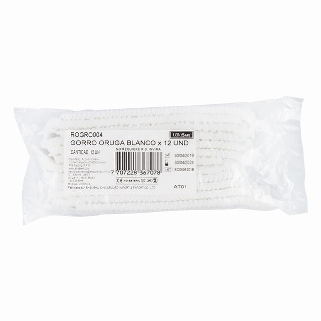 GORRO TIPO ORUGA ALFA BLANCO 12 UND