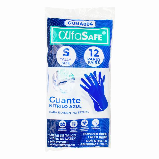 GUANTES NIT.ALFASAFE AZUL TALLA S 12 UND - REG. INVIMA 2017DM-0016700