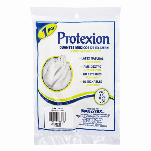 GUANTE EXAMEN PROTEX ION TALLA L X 10 PARES