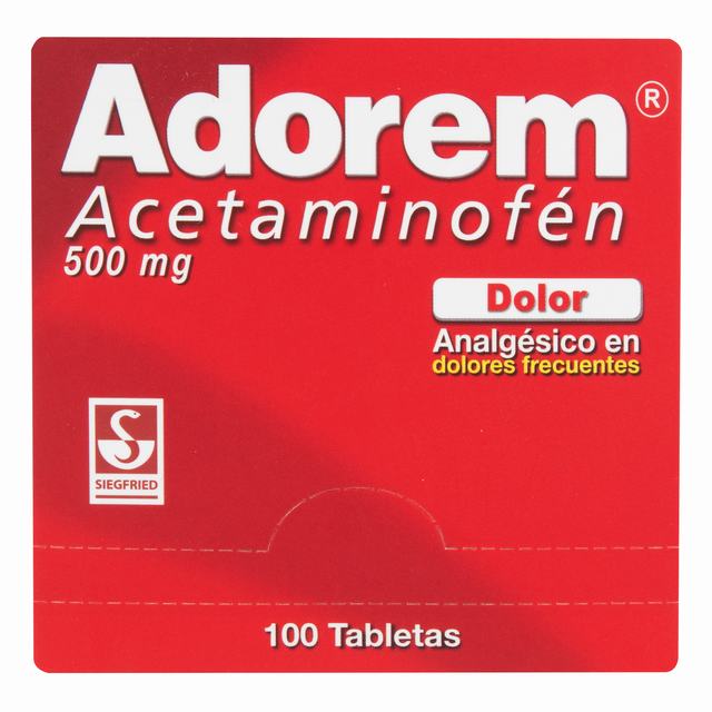 ADOREM ACETAMINOFEN 500 MG 100 TBS - REG. INVIMA 2020M-001869-R4