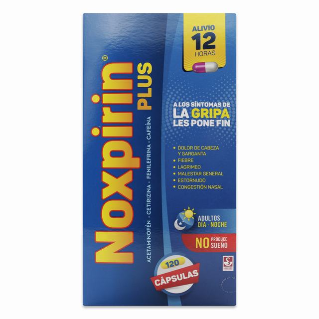 NOXPIRIN PLUS 120 CAPSULAS - ACETAMINOFEN + FENILEFRINA + CETIRIZINA + CAFEINA