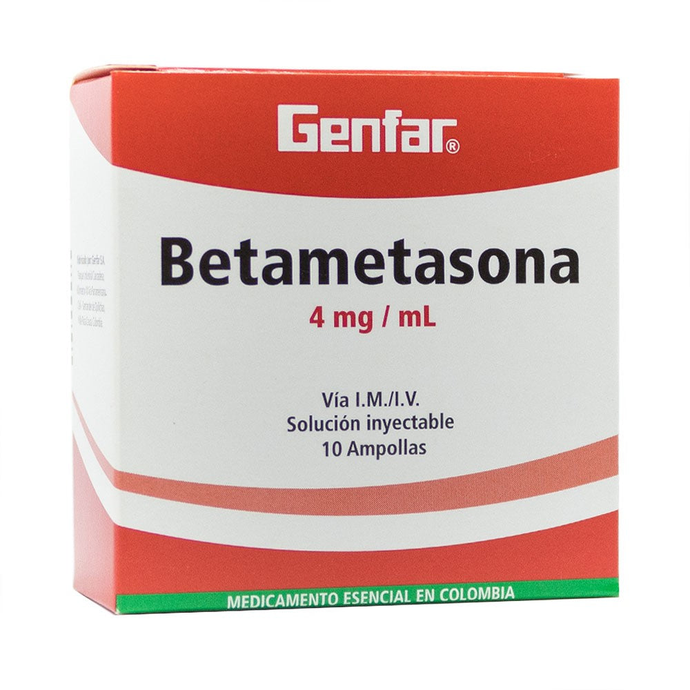 BETAMETASONA 4 MG 1 ML 10 AMPOLLAS GENFAR