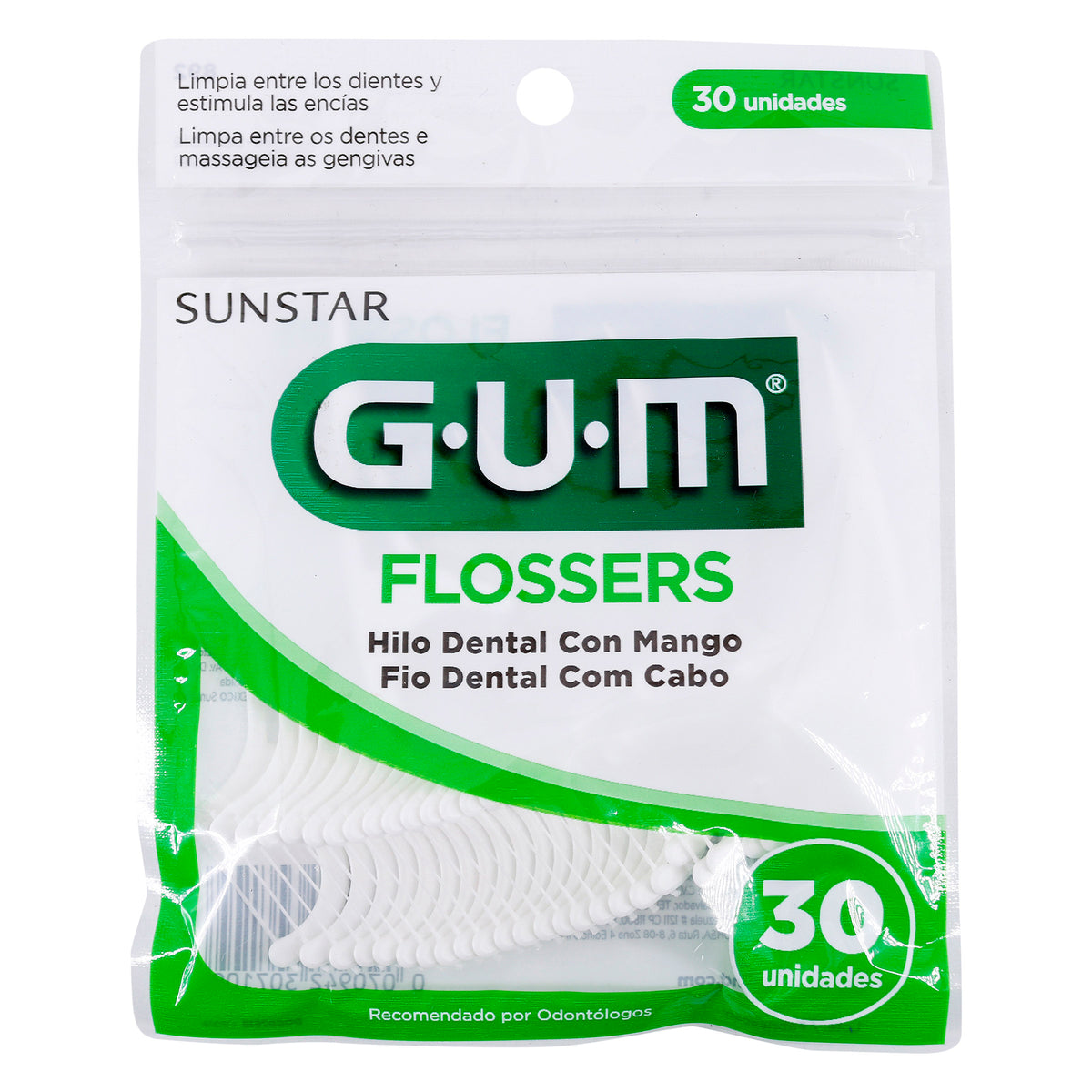 FLOSSERS GUM BLANCOS HILO DENTAL 30 U - REG. INVIMA 2017DM-0016924