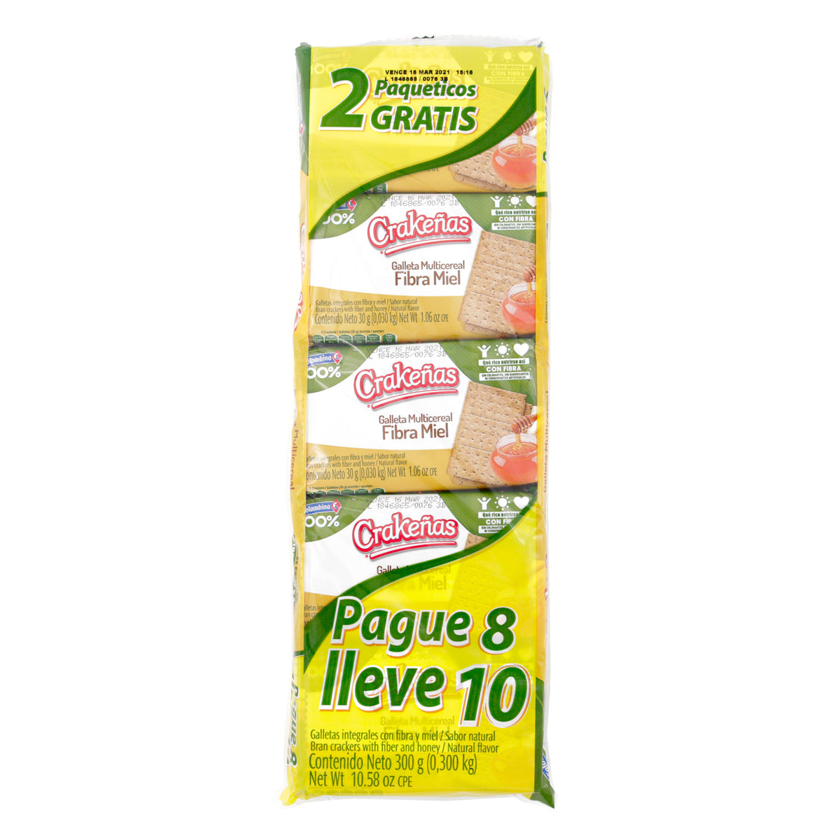 GALLETAS CRAKENAS FIBRA MIEL PG.8 LL.10 - REG. INVIMA RSA-002443-2016