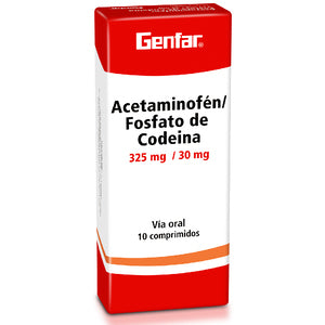 ACETAMINOFEN+CODEINA 325/30MG 10 TBS GF - VENTA CON FORMULA MEDICA