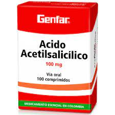 ACIDO ACETILSALICILICO 100 MG 100 TBS GF - VENTA CON FORMULA MEDICA - REG. INVIMA 2013M-0002447-R1