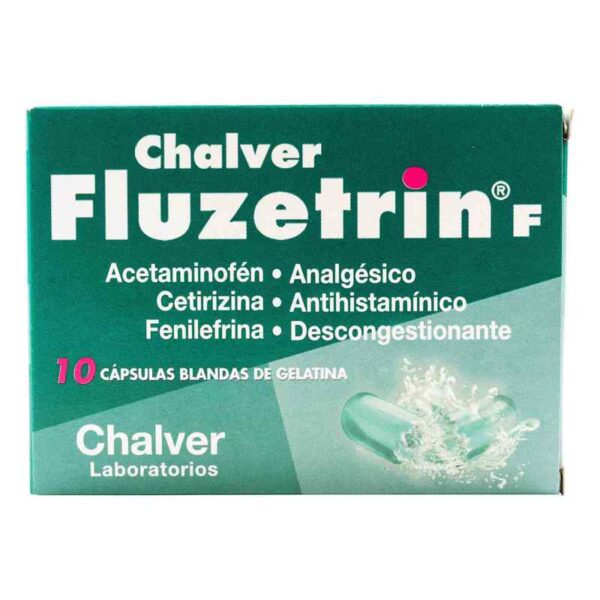 FLUZETRIN F 500 MG 10 CAPSULAS CBG - ACETAMINOFEN + FENILEFRINA + CETIRIZINA